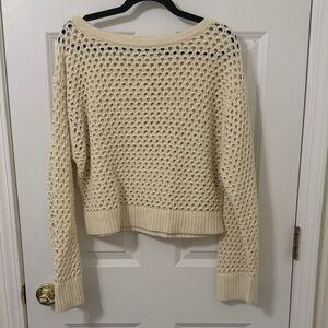 J. Crew Pointelle Open Knit Cream Sweater Large
